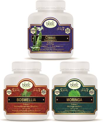 biotic Cissus, Boswellia Serrata & Moringa Oleifera Leaf Capsules for Bone Health Extract