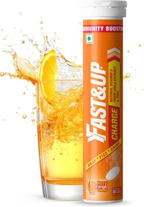FAST&UP Charge Vitamin C Tablet - 1000mg Natural Amla Extract with 10mg Zinc (Orange)