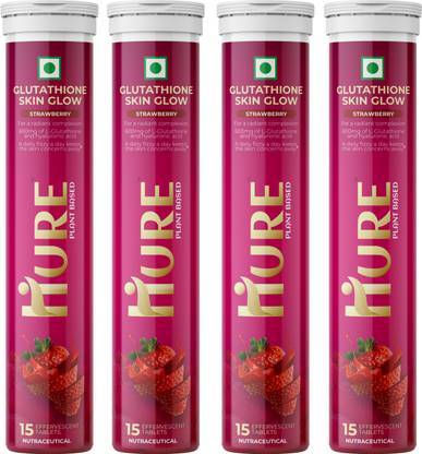 Hure Glutathione Skin Glow Effervescent Tablets 600mg with Vitamin C+E (Strawberry)