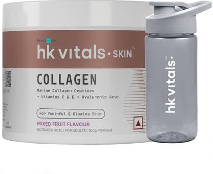 HEALTHKART Skin Radiance Collagen Supplement with Biotin, Mixed Fruit with Sipper