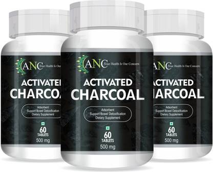 ANC Activated Charcoal 500Mg For Digestive Health Reduces Gas & Bloating Pack Of 3