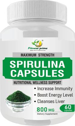 Fitness Prime Spirulina Pure & Organic Extract for Overall Wellness 60 Capsules(Pack of 1)