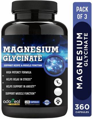 Adorreal Magnesium Glycinate Supplement for Stress Support, Muscle Energy & Heart Health