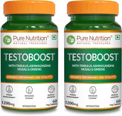 Pure Nutrition Testosterone booster for men for improved performance - (60 Tablets) Pack Of 2