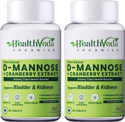 Health Veda Organics D-Mannose + Cranberry Extract For Kidney Health & Urinary Tract Infection