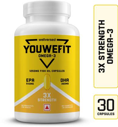 YouWeFit Omega-3 Fish Oil | 1250mg Triple Strength Capsules | No Fishy Burps