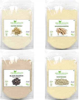 Shudh Online Ashwagandha, Safed White Musli, Kaunch Seed, Shatavari Powder, Testesterone Churna