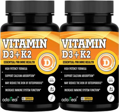 Adorreal Vitamin D3 + K2 MK-7 – Supports Bone, Heart & Immune Health