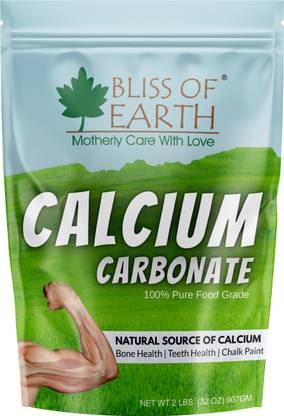 Bliss of Earth Calcium Carbonate Powder Food Grade For Strong Bones Teeth Natural Antacid