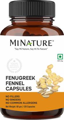 mi nature MINATURE Fenugreek Fennel Capsules| Health Supplements| 120 Capsules