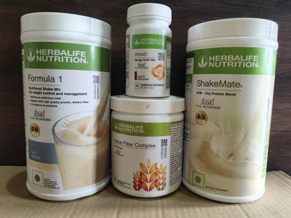 HERBALIFE WEIGHT LOSS COMBO F1 KULFI SHAKE FIBER COMPLEX 200GM AFRESH ELAICHI SHAKEMATE