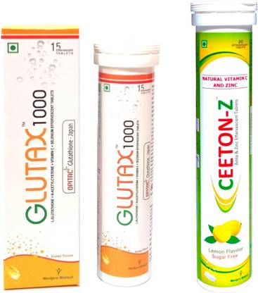 Glutax 1000 L-Glutathione 1000mg with Ceeton-Z (Lemon Flavour) Effervescent Tablet