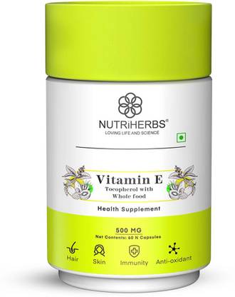Nutriherbs Vitamin E Capsule | For Glowing Skin & Hair Care | Immunity Booster Supplement
