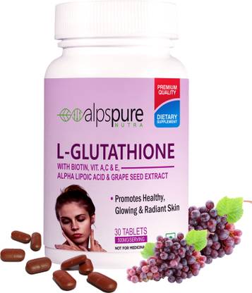 ALPSPURE L-Glutathione with biotin, vitamin A.C,E, Alpha Lipoic Acid & Grape Seed Ext-30