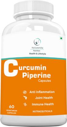 NUTUREMITE Curcumin 500 mg piperine 5 mg 60 Veg capsules