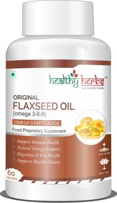 healthy herbs Original Flaxseed (Omega 3-6-9) 60 Softgels - Stimulate Hair & Skin Growth