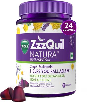 Vicks ZzzQuil Natura, Non-Addictive Sleep Gummy, Melatonin helps you fall Asleep Fast