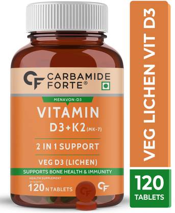 CARBAMIDE FORTE Vitamin D3 K2 MK7 | Plant Based Veg Vitamin D3 Tablets Lichen Source