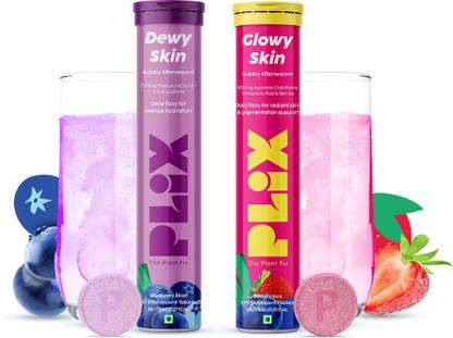 The Plant Fix Plix Skin Hydration Combo Hyaluronic Acid and Glow Glutathione 15 Effervescent Tablet