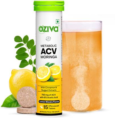 OZiva ACV Moringa (Lemon Masala)To Control Cravings,Apple Cider Vinegar,No Added Sugar