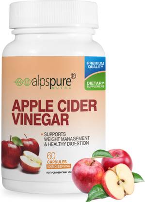 ALPSPURE Apple Cider Vinegar Capsules 500 mg Helps Weight Loss & lower blood sugar levels
