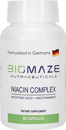 BIOMAZE NUTRACEUTICALS Vitamin B3 Niacin Complex, Nicotinic Acid & Nicotinamide,2 in 1 Enhanced Formula