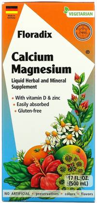Gaia Herbs Floradix, Calcium Magnesium with Vitamin D & Zinc, 17 fl oz (500 ml)