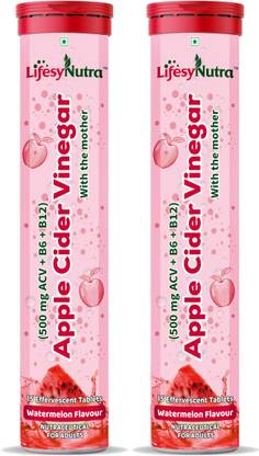 Lifesy Nutra Cider Vinegar Effervescent Tablets, Watermelon Flavour with Vitamin B12