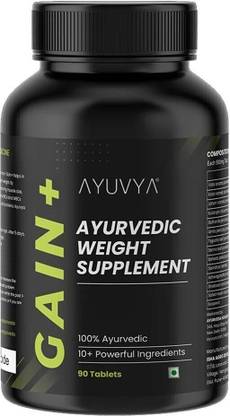 Ayuvya Ayurvedic Gain+ New and Improved Formula For Weight & Mass Gain | 90 Tablets