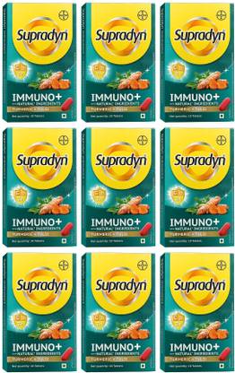Supradyn Immuno +, Multivitamin, Natural immunity booster -Vit C & D, Zinc, 10 Tabs x 9