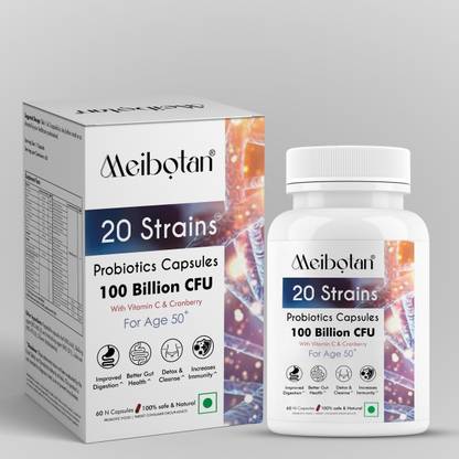 MEIBOTAN Probiotics Blend 20 Strains 100 Billion CFU For Men & Women- 60 Veg Age 50+