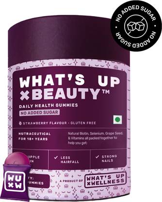 What's Up Wellness Natural Biotin Gummies 30 Day Pack (30 Gummies) No Added Sugar
