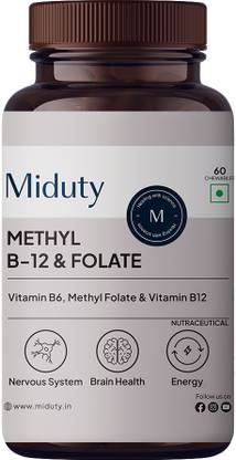 Miduty Vitamin B12 - Methyl Folate - Fast Absorption Methylcoblamin- Vitamin B6