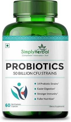 Simply Herbal Probiotics 50 Billion Per Capsule, 14 Probiotic Strains,