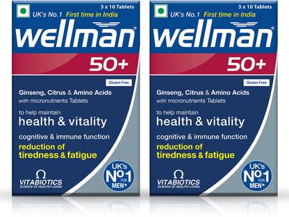 wellman Nutritional Support for Men Over 50|30 Specialized Nutrients(Pack of 2)