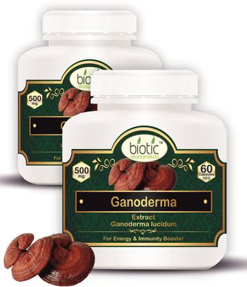 biotic Ganoderma Capsules (Reishi Mushroom) Ganoderma Extract 500mg - 120 Veg Capsules