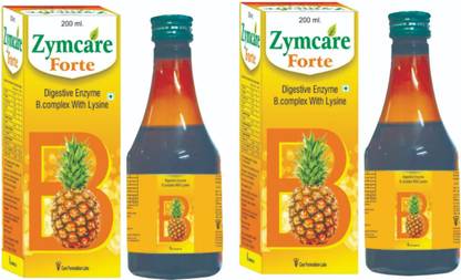 CARE Digestive Enzyme with B.complex and Lysine ZYMECARE FORTE syrup 200 ml pack of 2