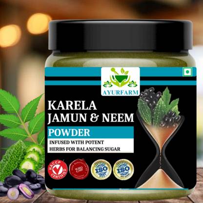 Ayur Farm Karela Jamun Powder - Improves Blood Sugar Levels - Neem Karela Jamun Powder