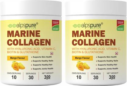 ALPSPURE Marine Collagen with Hyaluronic acid,vit-c,Biotin&Glutathione Mango Flavour p-2