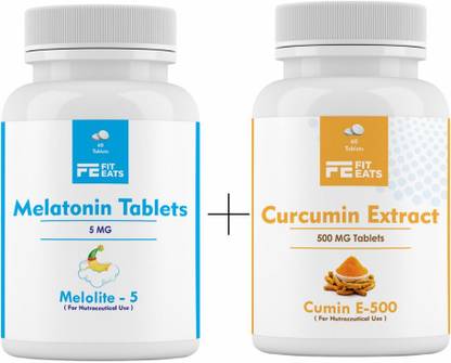 Fit Eats Melatonin 5MG (60 TBLTS) + Crcumin Extract 500MG (60 TBLTS) Combo