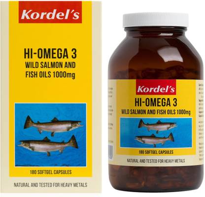 KORDEL'S Hi-Omega 3 Wild Salmon and Fish Oils 1000 mg 180 Softgels