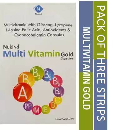 Nukind MULTIVITAMIN GOLD CAPSULE WITH GINSENG AND LYCOPENE (3*10CAPS)