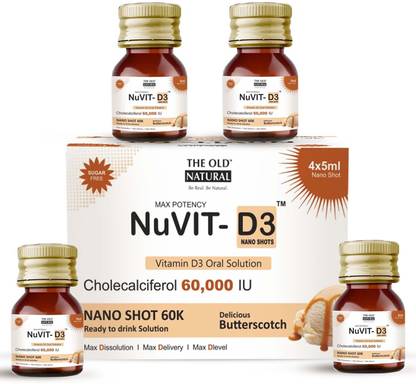 The Old Natural Nuvit D3 Vitamin D3 I Sugar Free Nano Shots I Butterscotch - (Pack of 1)