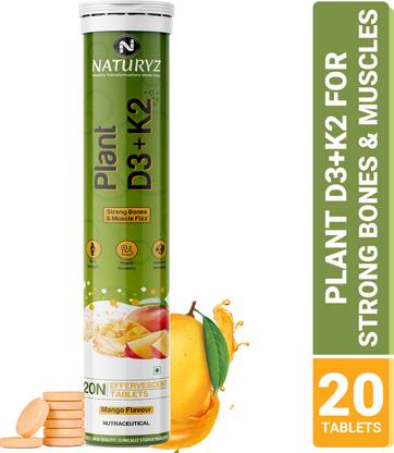 NATURYZ Plant Vitamin D3 K2 for Stronger Immunity Bone & Heart Health (Mango Flavour)