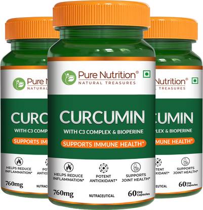 Pure Nutrition Curcumin C3 Complex 760mg + Black Pepper, Amla & Sunthi | Natural Antioxidant