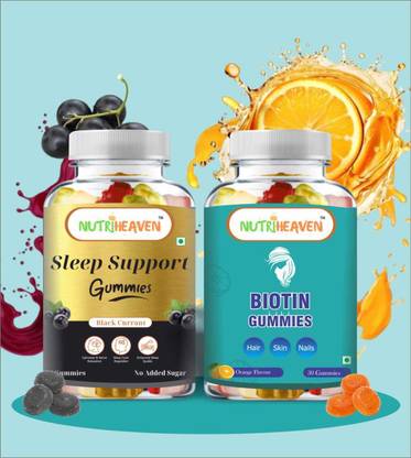NUTRI HEAVEN Sleep Support Gummies & Biotin Gummies Pack of 2