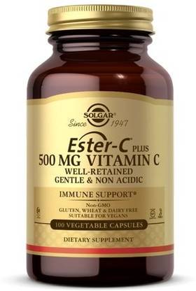 Solgar Ester-C Plus Vitamin C (Ester-C Ascorbate Complex), 500 mg, 100 V Caps