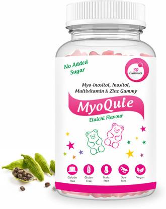 Aesthetic Softcaps Myo-Inositol , Inositol , Multivitamin Zinc Gummies |MYOQULE| Flavour Elaichi