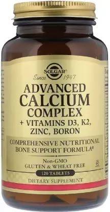 Solgar Advanced Calcium Complex + Vitamins D3, K2, Zinc, Boron, 120 Tablets