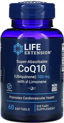 Life Extension Super-Absorbable CoQ10 (Ubiquinone) with d-Limonene, 100 mg, 60 Softgels
